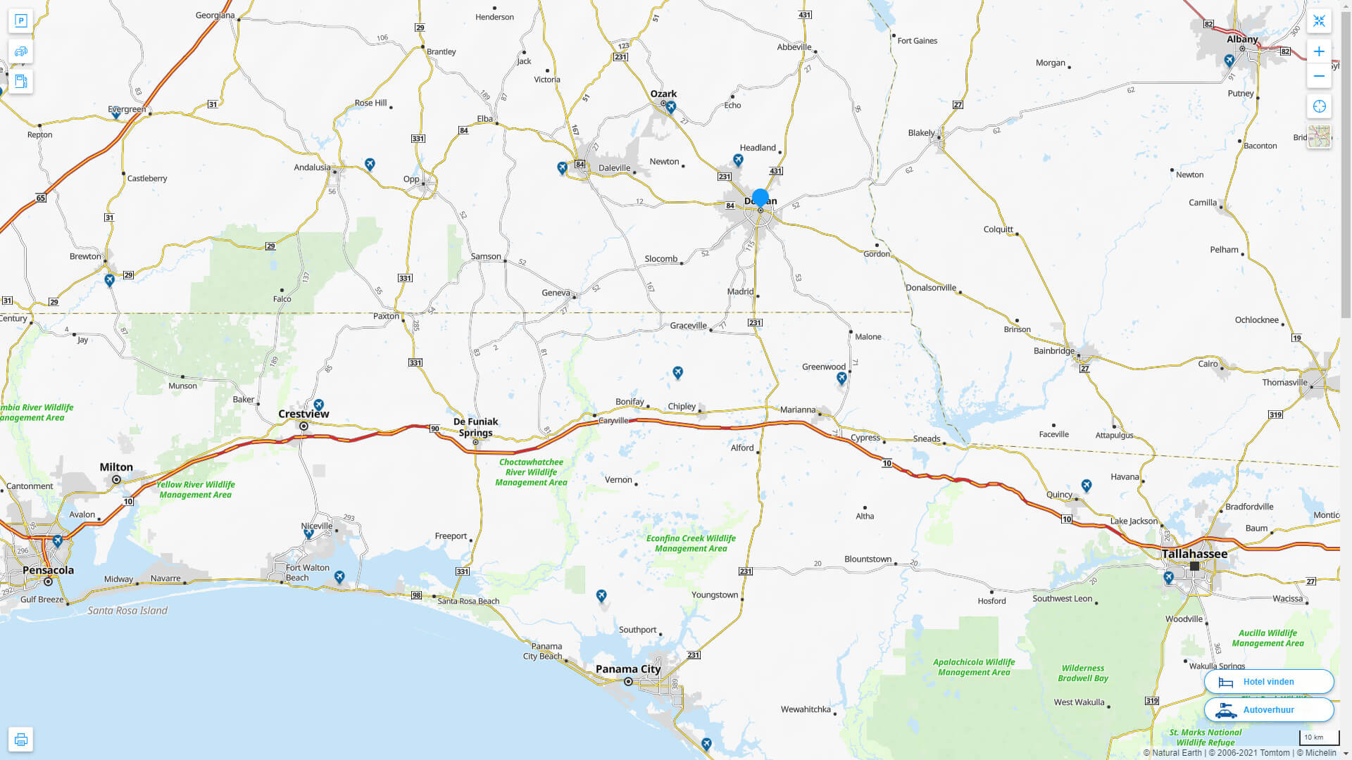 Interstate Highway Map of Dothan in Alabama